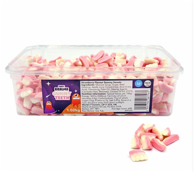 Candy Realms Gummy Teeth Tub 1.02kg