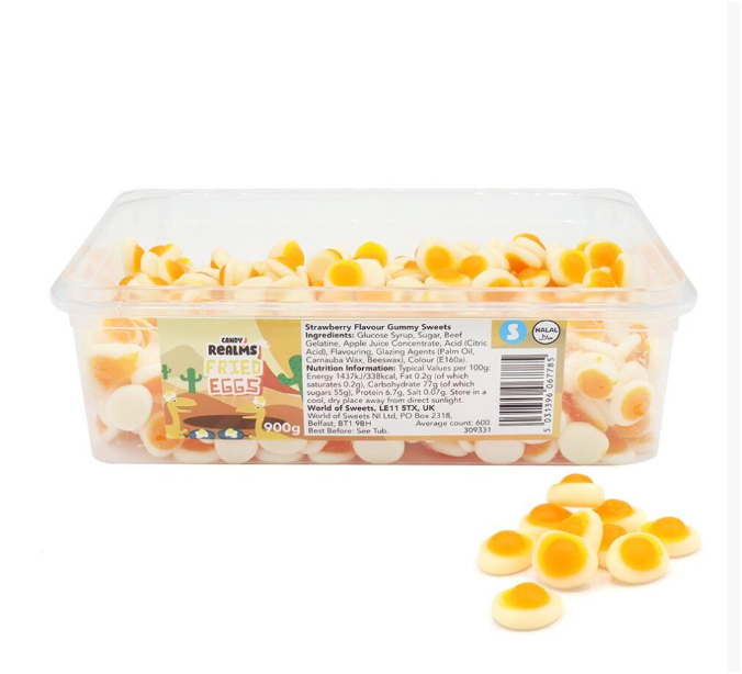 Candy Realms Mini Fried Eggs Tub 1.02kg