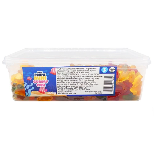 Candy Realms Mini Gummy Fish Tub 1.02kg