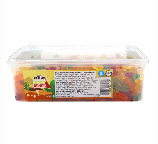 Candy Realms Gummy Bones Tub 1.02kg