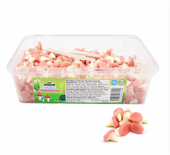 Candy Realms Mini Mushrooms Tub 1.02kg 