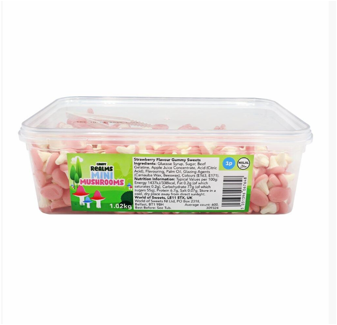 Candy Realms Mini Mushrooms Tub 1.02kg 