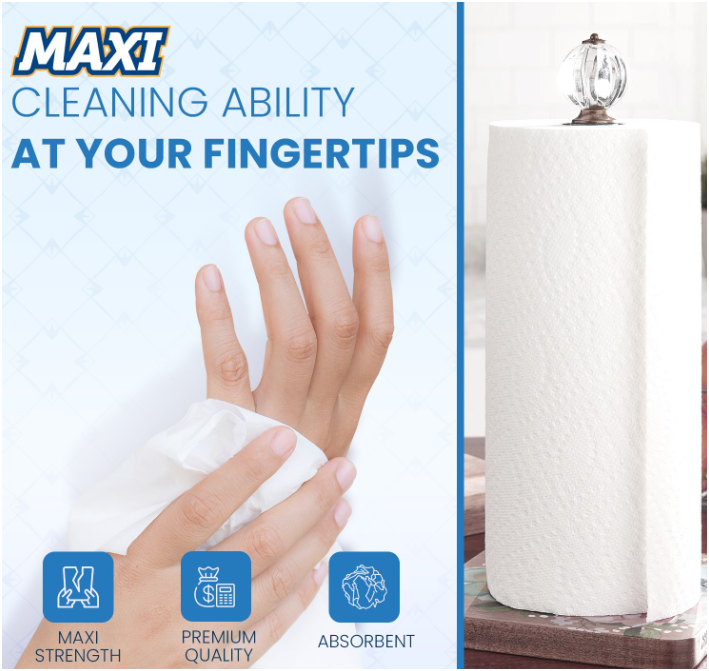 Phoenix MAXI 3-Ply Kitchen Towels – 15 Super-Sized Household Rolls | Ultra Absorbent & Strong | Triple Layer Design for Tough Cleaning Tasks