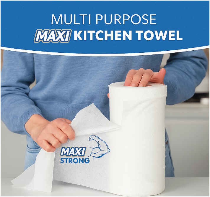 Phoenix MAXI 3-Ply Kitchen Towels – 18 Super-Sized Household Rolls | Ultra Absorbent & Strong | Triple Layer Design for Tough Cleaning Tasks