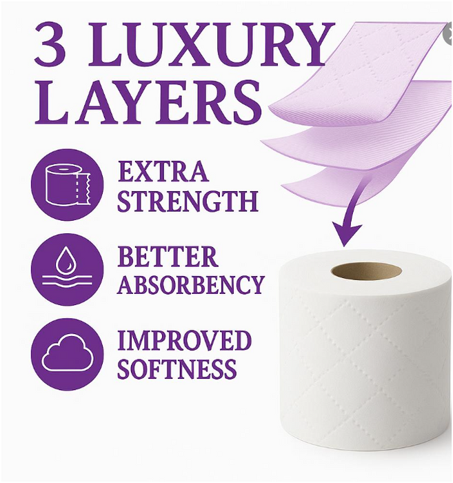 Phoenix 54 Rolls Toilet Paper | Premium 3 Ply Quilted Tissue | Extra Soft, Strong & Long Lasting Family Value Pack