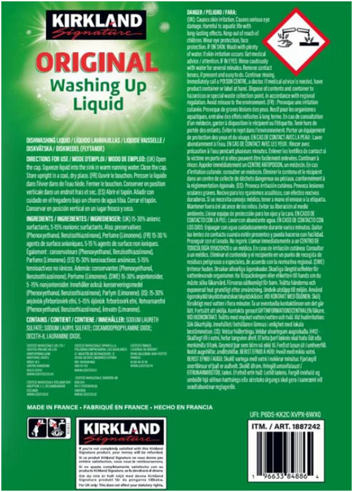 Kirkland Signature Washing Up Liquid, 6 x 1L