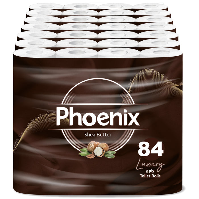 Phoenix Soft Shea Butter Fragranced Quilted White 3 Ply Toilet Paper (84 Pack)