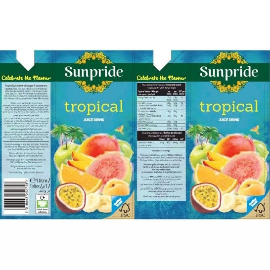 Sunpride Tropical Juice Drink, 24 x 250ml - Passion Fruit, Orange, Apple & Lime