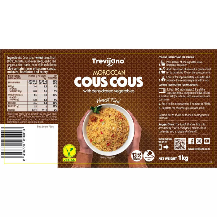 Trevijano Moroccan Cous Cous with Vegetables, 1kg