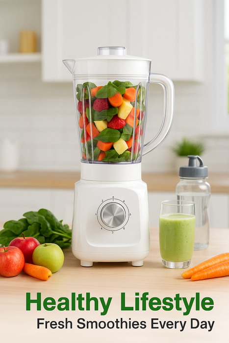 White 2-in-1 Blender & Grinder 600W with 1.5L Jar and 5 Speed Settings