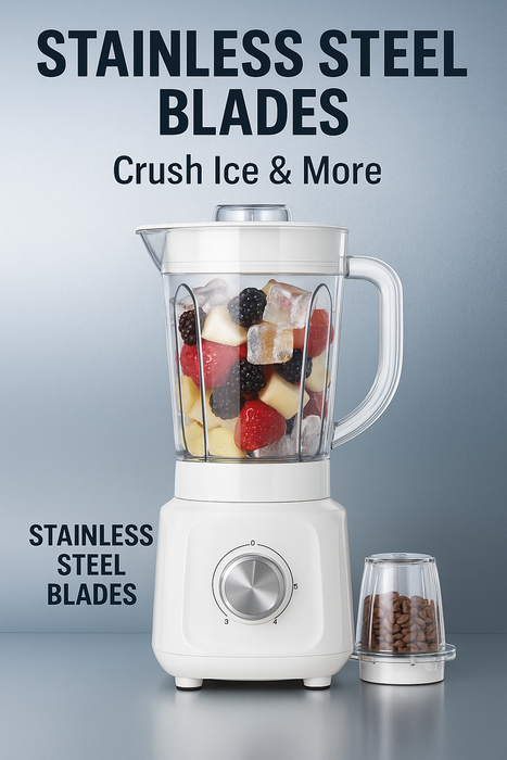 White 2-in-1 Blender & Grinder 600W with 1.5L Jar and 5 Speed Settings