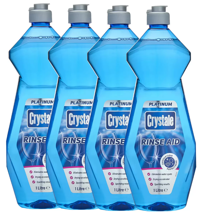 Crystale Platinum Dishwasher Rinse Aid, 4 x 1L