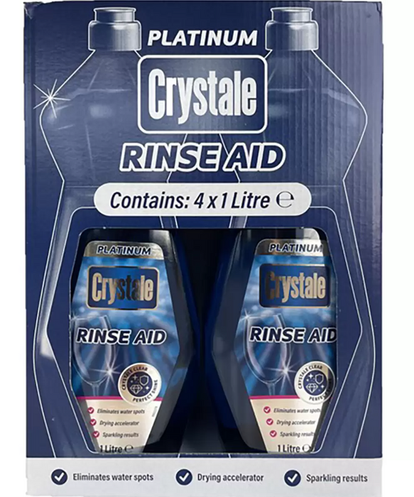 Crystale Platinum Dishwasher Rinse Aid, 4 x 1L