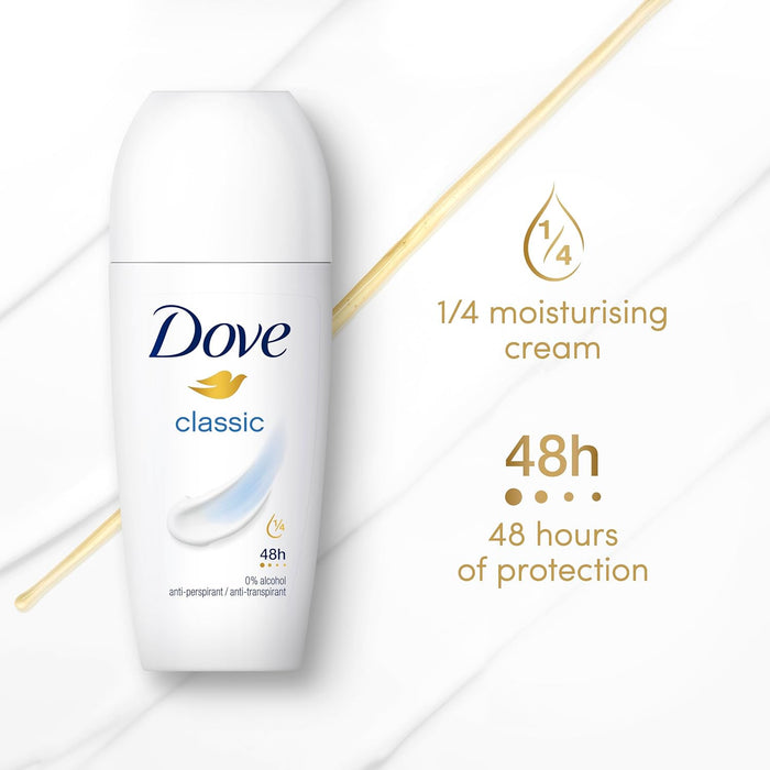 Dove Roll-On Deodorant, 6 x 50ml