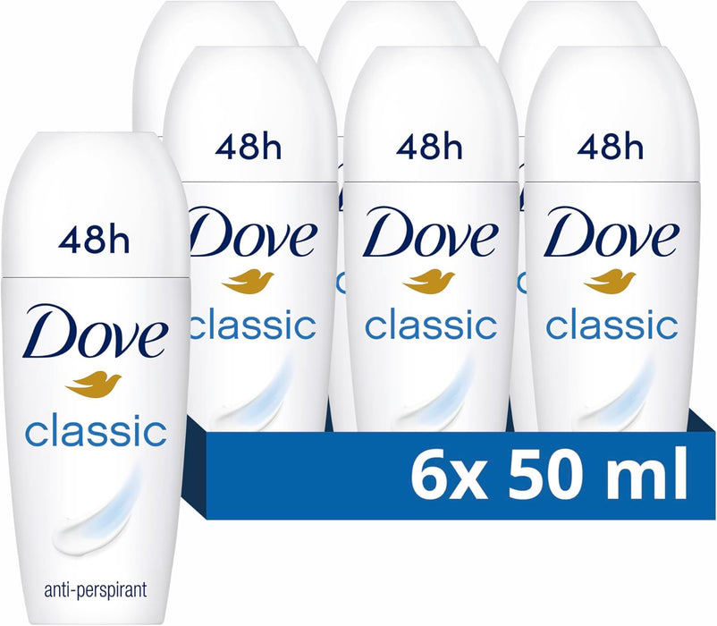 Dove Roll-On Deodorant, 6 x 50ml