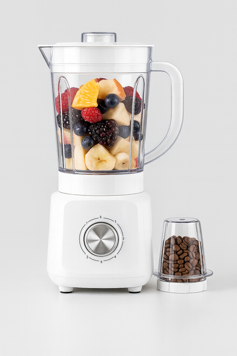 White 2-in-1 Blender & Grinder 600W with 1.5L Jar and 5 Speed Settings