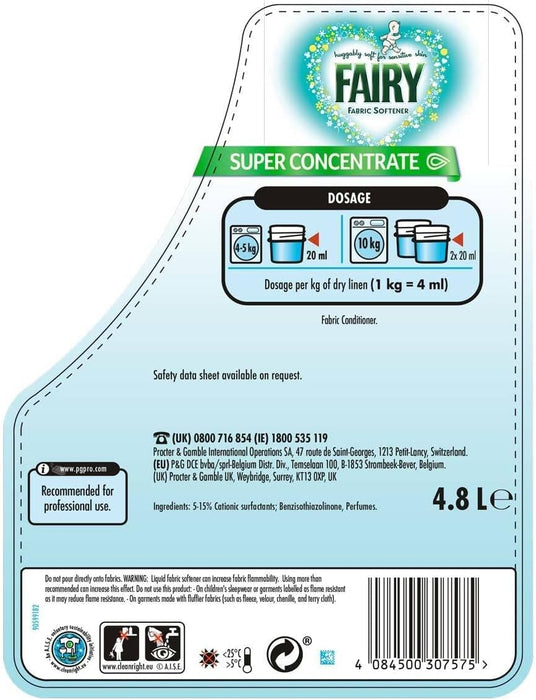 Fairy Super Concentrate Fabric Laundry Softener Conditioner - 240 Wash, 4.8L
