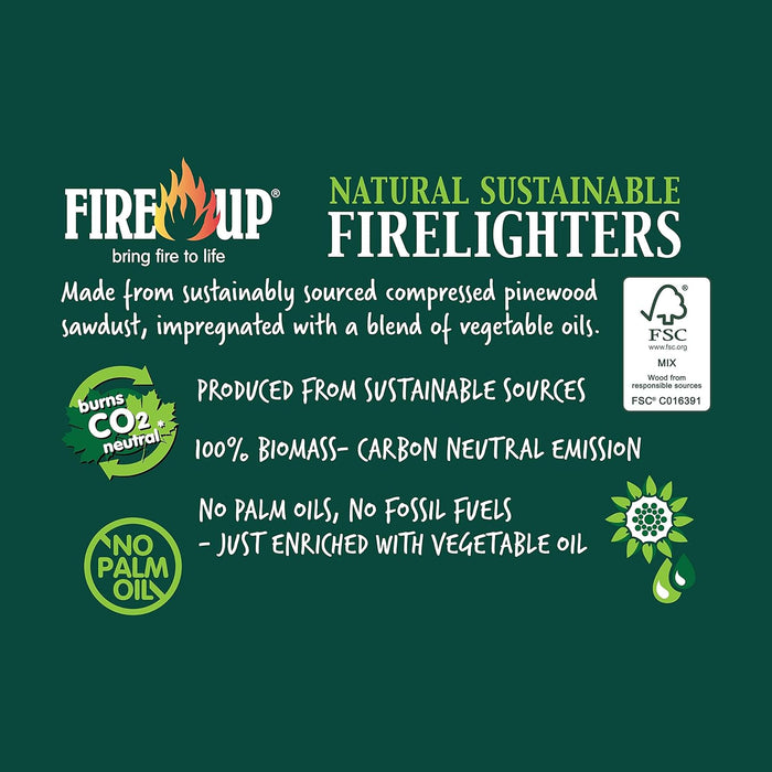 FIRE UP Natural Sustainable Firelighters, Box of 200, Brown