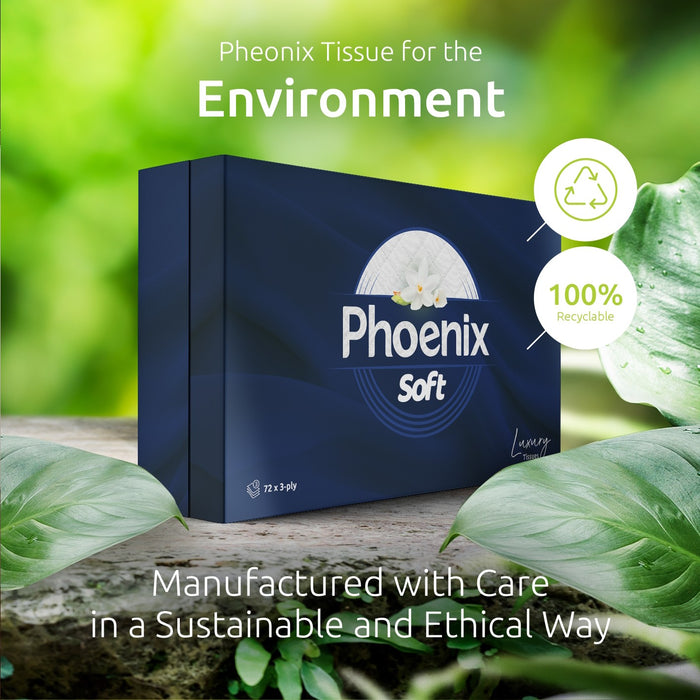 Phoenix Soft Luxury Facial Tissues Gentle & Delicate Bulk Buy (3 Boxes X 72 3-Ply Tissues) (Copy)