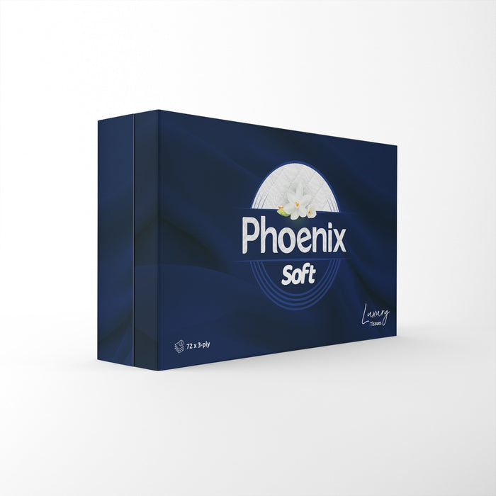 Phoenix Soft Luxury Facial Tissues Gentle & Delicate Bulk Buy (10 Boxes X 72 3-Ply Tissues)