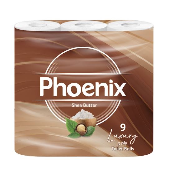 Phoenix Brand 9 Soft Luxury Toilet Rolls, Shea Butter Fragranced Quilted White 3 Ply Toilet Paper - (9 x 1 Pack)