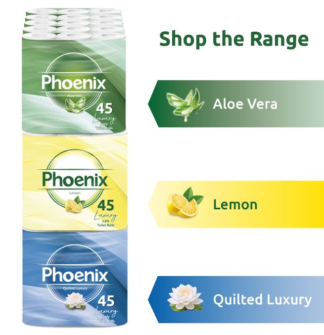 Phoenix Brand 9 Soft Luxury Toilet Rolls, Shea Butter Fragranced Quilted White 3 Ply Toilet Paper - (9 x 1 Pack)