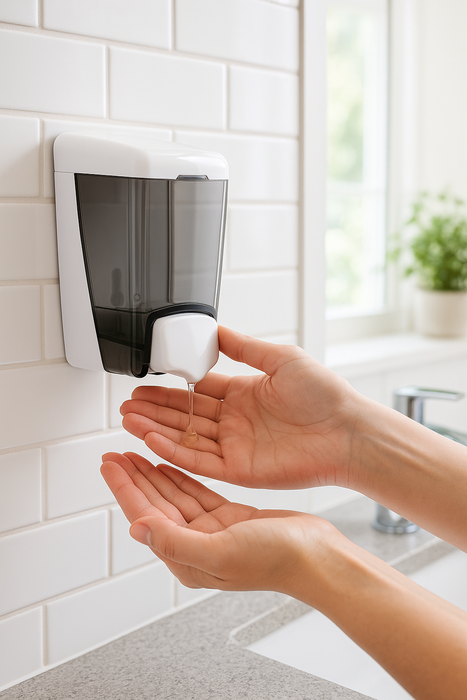 Wall Mounted Hand Soap Dispenser 400ml Refillable ABS Sanitizer Bathroom Kitchen