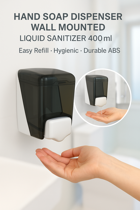 Wall Mounted Hand Soap Dispenser 400ml Refillable ABS Sanitizer Bathroom Kitchen