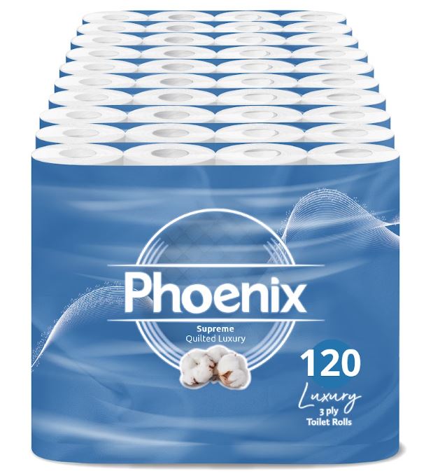 120 Roll Phoenix Soft Supreme Luxury Quilted 3 Ply Non-Fragranced Toilet Rolls