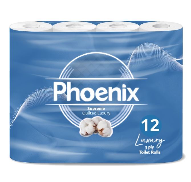 12 Roll Phoenix Soft Supreme Luxury Quilted 3 Ply Non-Fragranced Toilet Rolls