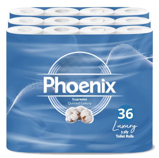 36 Roll Phoenix Soft Supreme Luxury Quilted 3 Ply Non-Fragranced Toilet Rolls