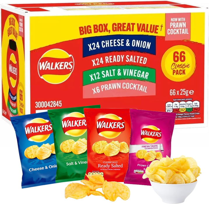 Walkers Crisps Snack Variety Box, 66 Pack