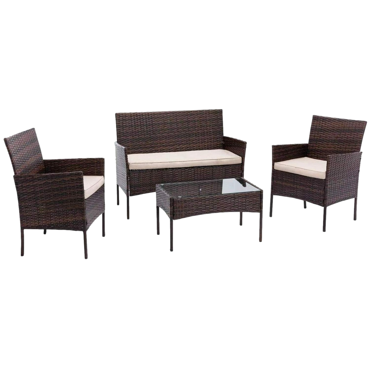 Brown 4 Piece Outdoor Rattan Table & Chair Set — Alta Essentials