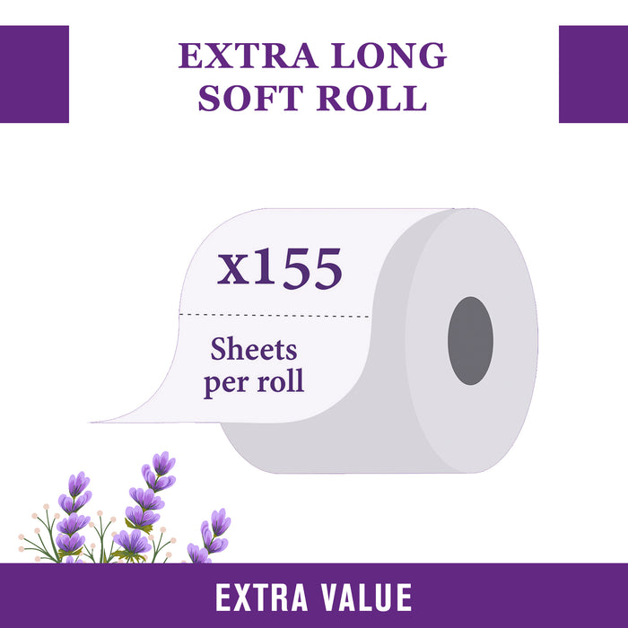 54 Rolls of Plastic Free Quilted 3 Ply Lavender Fragranced Toilet Rolls