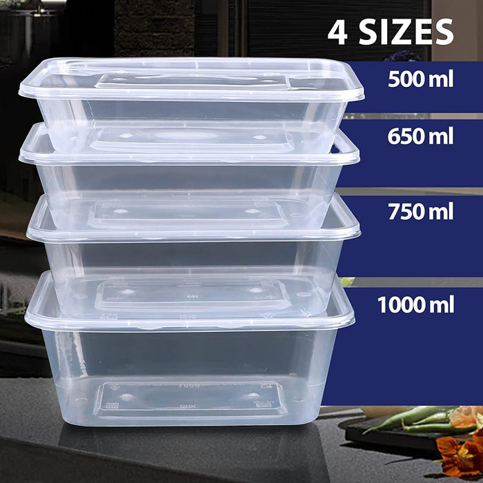 All Sizes - Plastic Containers Tubs Clear With Lids Microwave Food Safe  Takeaway